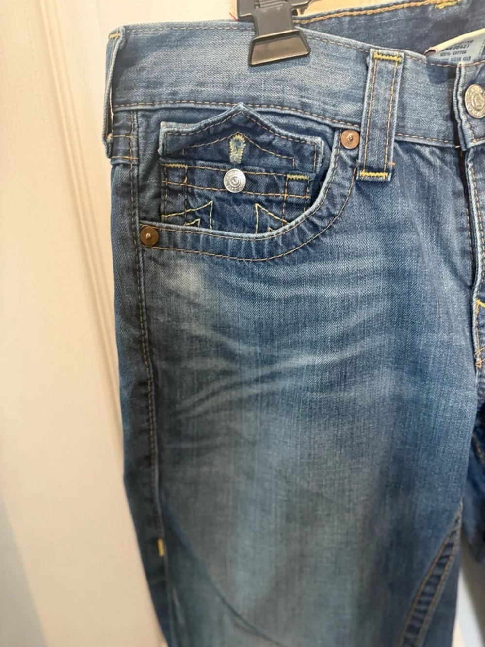 True Religion Jeans Mens 32x33 Blue Billy Boot Leg Contrast Stitch